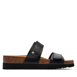 Klapki Scholl. Czarne klapki Scholl, bez wzorów, bez obcasa, bez zapięcia. Za 289.99 zł.