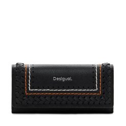 Duży Portfel Damski Desigual. Czarne portfele Desigual, bez wzorów. Za 159.99 zł.