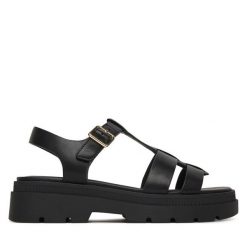 Sandały Geox. Czarne sandały Geox, bez wzorów, bez obcasa, na płaskiej podeszwie, bez zapięcia. Za 509.99 zł.