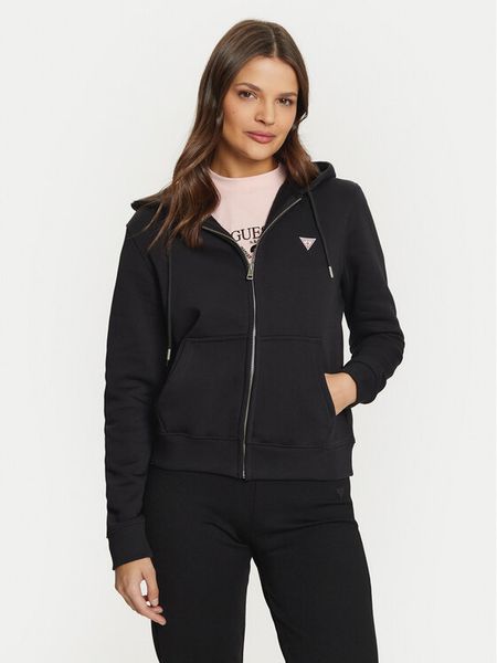 Guess Jeans Bluza GJ ZIP HOOD REG MINI W4YQ03 KC811 Czarny Regular Fit. Czarne bluzy Guess Jeans, xl, z aplikacjami, z bawełny, bez ramiączek, bez kaptura. Za 269.99 zł.