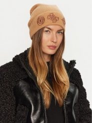 Guess Czapka AW5177 POL01 Brązowy. Brązowe czapki zimowe Guess, z aplikacjami, z materiału. Za 199.99 zł.