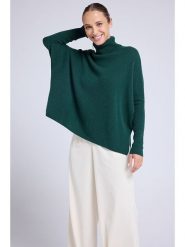 Maison Héritage Cashmere Kaszmirowy golf w kolorze ciemnozielonym rozmiar: S/M. Zielone swetry Maison Héritage Cashmere, m, bez wzorów, z kaszmiru, bez ramiączek. Za 569.68 zł.