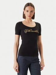 Just Cavalli T-Shirt 80PAHT02 CJ502 Czarny Slim Fit. Czarne t-shirty Just Cavalli, xs, bez wzorów, z bawełny, bez kołnierzyka, bez ramiączek. Za 374.99 zł.