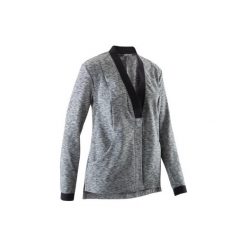 Bluza na zamek do jogi YOGA+ damska. Czarne bluzy DOMYOS, s, bez wzorów, z elastanu, bez ramiączek, bez kaptura. W wyprzedaży za 54.99 zł.