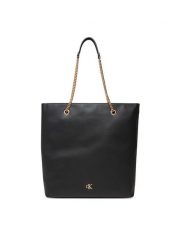 Calvin Klein Torebka Minimal Monogram Chain Tote LV04F3204G Czarny. Czarne torebki klasyczne Calvin Klein, bez wzorów, ze skóry, bez dodatków. Za 649.99 zł.