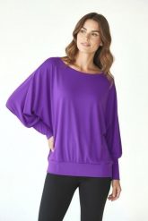 Bluzka do tańca i fitness damska Latina violet 2skin. Fioletowe t-shirty sportowe 2SkIN, bez wzorów, z dzianiny, bez ramiączek, na fitness i siłownię. Za 139.00 zł.