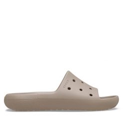 Klapki Crocs. Brązowe klapki Crocs, bez wzorów, bez obcasa, bez zapięcia. Za 139.99 zł.
