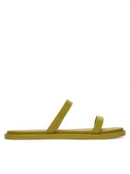 Calvin Klein Klapki Double Bar Slide - Jelly HW0HW02417 Zielony. Zielone klapki Calvin Klein, bez wzorów, z tworzywa sztucznego, bez obcasa, bez zapięcia. Za 149.99 zł.
