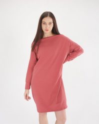 Gładka sukienka mini. Czerwone sukienki Unisono, l, bez wzorów, z bawełny, bez kołnierzyka, bez ramiączek, mini. Za 189.00 zł.