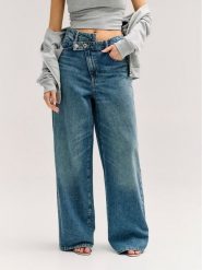 Guess Jeansy W6YAJP D1358 Niebieski Wide Leg. Niebieskie jeansy Guess, z aplikacjami, z bawełny. Za 524.99 zł.