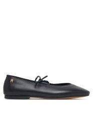 Tommy Hilfiger Baleriny Lace-Up Leather Ballerina FW0FW09542 Czarny. Czarne baleriny Tommy Hilfiger, bez wzorów, ze skóry, bez obcasa, bez zapięcia. Za 529.99 zł.