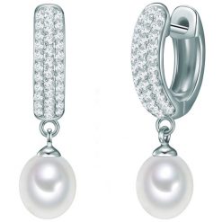 Valero Pearls Srebrne kolczyki kreole srebro wysokiej próby Cyrkonia Perła hodowlana słodkowodna srebrny Kolczyki koła 1 ct Damski. Szare kolczyki Valero Pearls, z cyrkonią, srebrne. Za 419.99 zł.