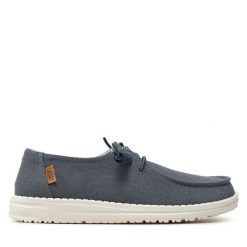 Półbuty Hey Dude. Niebieskie półbuty wsuwane Hey dude, bez wzorów, bez obcasa, na płaskiej podeszwie. Za 229.99 zł.