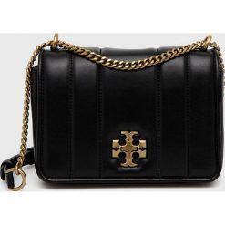 Tory Burch torebka skórzana kolor czarny. Czarne listonoszki Tory Burch, bez wzorów, bez dodatków. Za 3,089.90 zł.