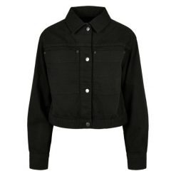 Damska Kurtka Dżinsowa Przycięta Boxy Jacket. Czarne kurtki Urban Classics, xl, bez wzorów, bez kaptura. Za 186.99 zł.