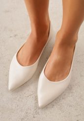 Jasnobeżowe Balerinki ze Szpiczastymi Noskami w Eleganckim Stylu Lagenaria. Brązowe baleriny Renee, bez wzorów, z jeansu, eleganckie, ze szpiczastym noskiem, bez obcasa, bez zapięcia. Za 59.99 zł.