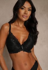 Czarny Koronkowy Biustonosz w Klasycznym Stylu Coralee. Czarne biustonosze Renee, z aplikacjami, z koronki. Za 29.99 zł.