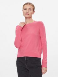 Tommy Jeans Sweter Tjw Essential Crew Neck Sweater DW0DW17254 Różowy Regular Fit. Czerwone swetry Tommy Jeans, m, bez wzorów, z bawełny, bez ramiączek. Za 379.99 zł.