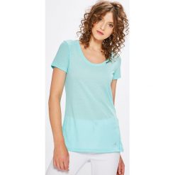 Under Armour - Top. Żółte t-shirty Under Armour, bez wzorów, z dzianiny, sportowe, bez kołnierzyka, bez ramiączek. W wyprzedaży za 79.90 zł.