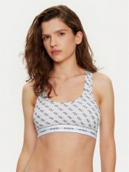 Guess Biustonosz top O97C01 KBOE1 Biały. Białe biustonosze Guess, xs, z aplikacjami, z bawełny, bez kołnierzyka, bez ramiączek. Za 89.99 zł.