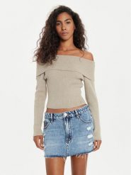 Guess Sweter Nina W4BR73 Z3K92 Beżowy Slim Fit. Brązowe swetry Guess, xl, z aplikacjami, z syntetyku, bez ramiączek. Za 189.99 zł.