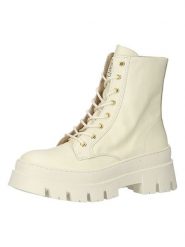 Steve Madden Skórzane botki w kolorze kremowym rozmiar: 39. Brązowe botki Steve Madden, bez wzorów, bez obcasa, bez zapięcia. Za 282.99 zł.