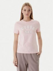 Guess T-Shirt V6RI15 J1314 Różowy Regular Fit. Czerwone t-shirty Guess, xxs, z aplikacjami, z bawełny, bez kołnierzyka, bez ramiączek. Za 179.99 zł.