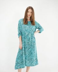 Zielona sukienka w paisley. Zielone sukienki Unisono, l, bez wzorów, z tkaniny, bez kołnierzyka, bez ramiączek, midi. Za 239.00 zł.