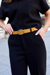 Pasek skórzany BELTIMORE r.105-120 cm D94 żółty. Żółte paski bez wzorów. Za 41.99 zł.