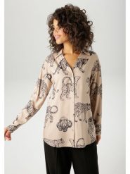 Aniston Bluzka w kolorze beżowym rozmiar: 42. Brązowe bluzki Aniston, bez wzorów, z wiskozy, bez kołnierzyka, bez ramiączek. Za 82.99 zł.