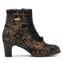 Botki Laura Vita. Brązowe botki LAURA VITA, bez wzorów, bez obcasa, na słupku, bez zapięcia. Za 269.99 zł.