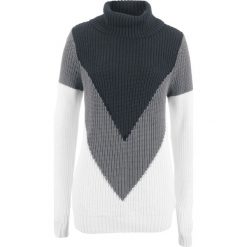 Sweter z golfem "colour-blocking" bonprix czarno-dymny szary wzorzysty. Swetry marki INESIS. Za 59.99 zł.