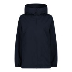 Damska wodoodporna kurtka zapinana na zamek CMP. Niebieskie kurtki CMP, bez wzorów, bez kaptura. W wyprzedaży za 189.99 zł.