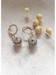 Atelier MIU Pozłacane kolczyki-kreole rozmiar: onesize. Niebieskie kolczyki atelier MIU, z kryształem, pozłacane. Za 43.99 zł.