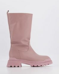 RÓŻOWE BOTKI 362927 PINK. Czerwone botki Venezia, bez wzorów, ze skóry, bez obcasa, bez zapięcia. Za 299.00 zł.