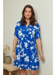 Curvy Lady Sukienka w kolorze niebiesko-białym rozmiar: 40/42. Białe sukienki Curvy Lady, bez wzorów, z wiskozy, klasyczne, bez kołnierzyka, bez ramiączek, mini. Za 84.21 zł.