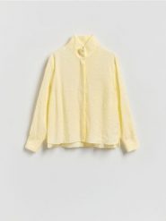 Koszula z modalem - jasnożółty. Żółte koszule Reserved, l, bez wzorów, z tkaniny, bez kołnierzyka, bez ramiączek. Za 129.99 zł.