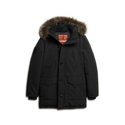 Parka z kapturem i sztucznym futrem Superdry Everest. Czarne płaszcze Superdry, na zimę, l, z aplikacjami, ze skóry, klasyczne, z kapturem. Za 842.95 zł.