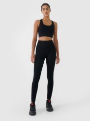 4F Legginsy treningowe bezszwowe damskie - czarne M/L. Czarne legginsy 4f, bez wzorów, z dzianiny, klasyczne. Za 119.99 zł.
