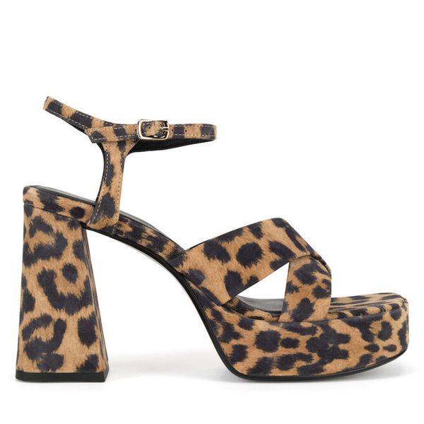 Sandały Badura. Brązowe sandały Badura, bez wzorów, bez obcasa, na słupku, bez zapięcia. Za 379.99 zł.