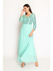 ASSUILI Sukienka w kolorze jasnozielonym rozmiar: 42. Zielone sukienki Assuili, bez wzorów, klasyczne, bez kołnierzyka, bez ramiączek, maxi. Za 195.99 zł.