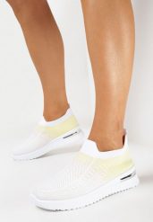 Biało-Żółte Wsuwane Buty Sportowe z Elastyczną Cholewką z Efektem Ombre Erimla. Białe buty sportowe lifestyle Born2be, bez wzorów, bez zapięcia. Za 89.99 zł.