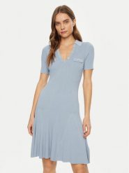 Guess Sukienka dzianinowa W5RK18 Z2U00 Niebieski Regular Fit. Niebieskie sukienki Guess, s, z aplikacjami, z dzianiny, bez kołnierzyka, bez ramiączek. Za 349.99 zł.