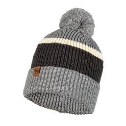 Czapka biegowa unisex Buff Knitted Hat Elon Ash ciepła z pomponem. Szare czapki zimowe Buff, bez wzorów, sportowe. Za 108.00 zł.