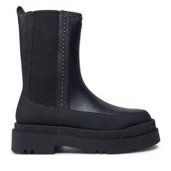 Botki Liu Jo. Czarne botki Liu Jo, bez wzorów, bez obcasa, na płaskiej podeszwie, bez zapięcia. Za 659.99 zł.