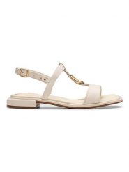 Clarks Skórzane sandały "Ariany Sling" w kolorze kremowym rozmiar: 36. Brązowe sandały Clarks, bez wzorów, klasyczne, z otwartym noskiem, bez obcasa, bez zapięcia. Za 164.02 zł.