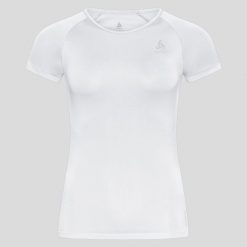 Koszulka tech. damska Odlo BL TOP crew neck s/s PERFORMANCE X-LIGHT. Białe topy ODLO, s, bez wzorów, sportowe, bez kołnierzyka, bez ramiączek. Za 249.99 zł.