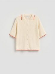 Sweter z krótkim rękawem - wielobarwny. Swetry Reserved, l, bez wzorów, z bawełny, bez ramiączek. Za 129.99 zł.