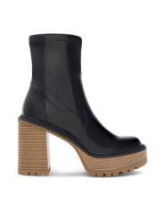 Nine West Botki SHAYLA 13151V Czarny. Czarne botki Nine West, bez wzorów, z syntetyku, bez obcasa, na słupku, bez zapięcia. Za 174.99 zł.