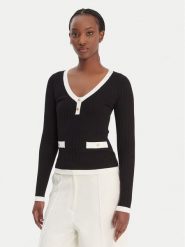 Guess Sweter W6RR26 Z3HP2 Czarny Classic Fit. Czarne swetry Guess, xxl, z aplikacjami, z syntetyku, bez ramiączek. Za 395.00 zł.